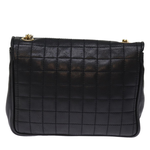 CELINE Chain Shoulder Bag Leather Black Auth 75054 - Picture 2 of 16